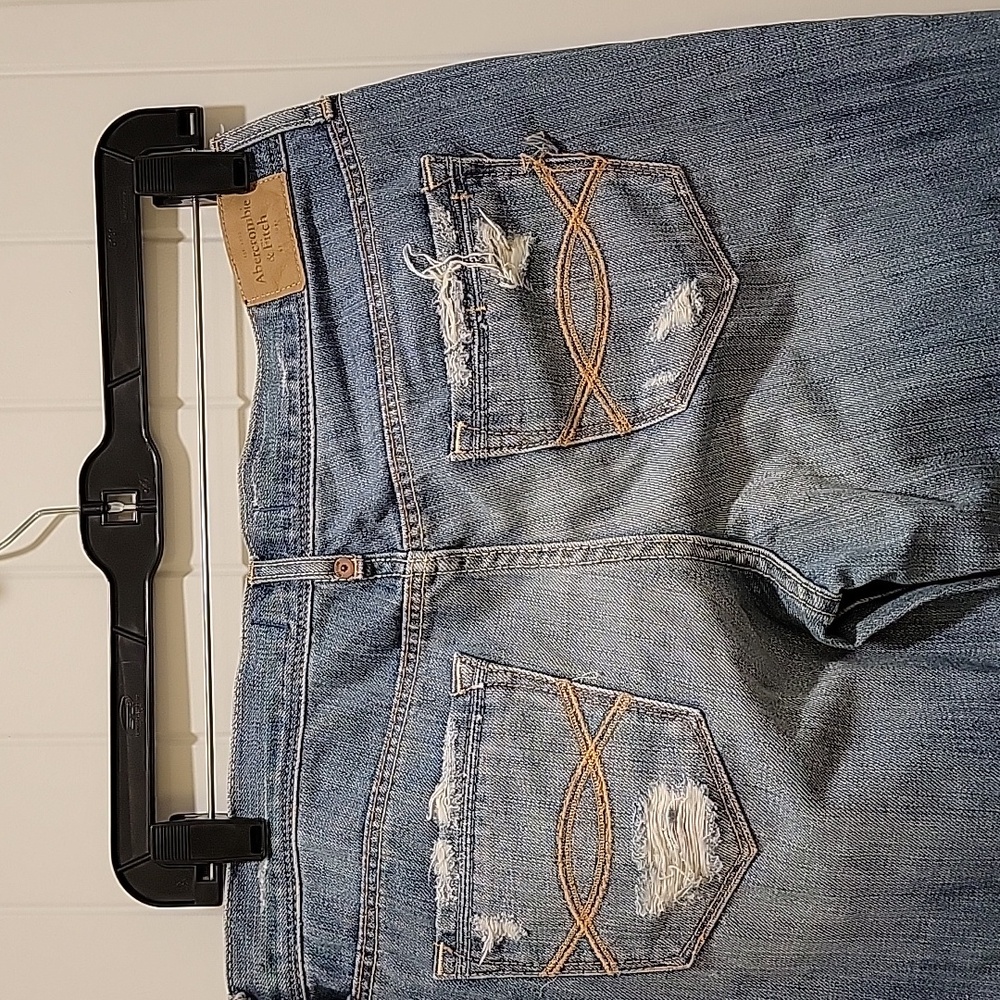 Abercrombie & Fitch Low Rise Blue Distressed Jeans Size 6 - Picture 5 of 10